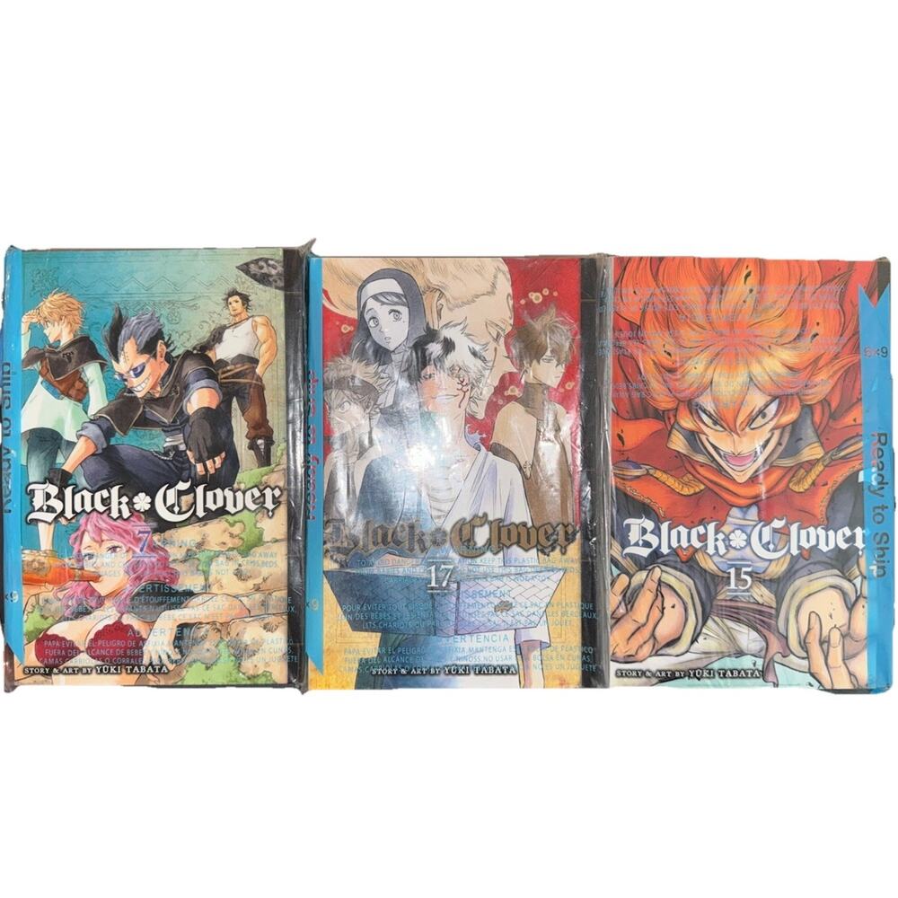 Black Clover Manga Books Volume’s 7, 15, 17 Shonen Jump Yuki Tabata Brand New